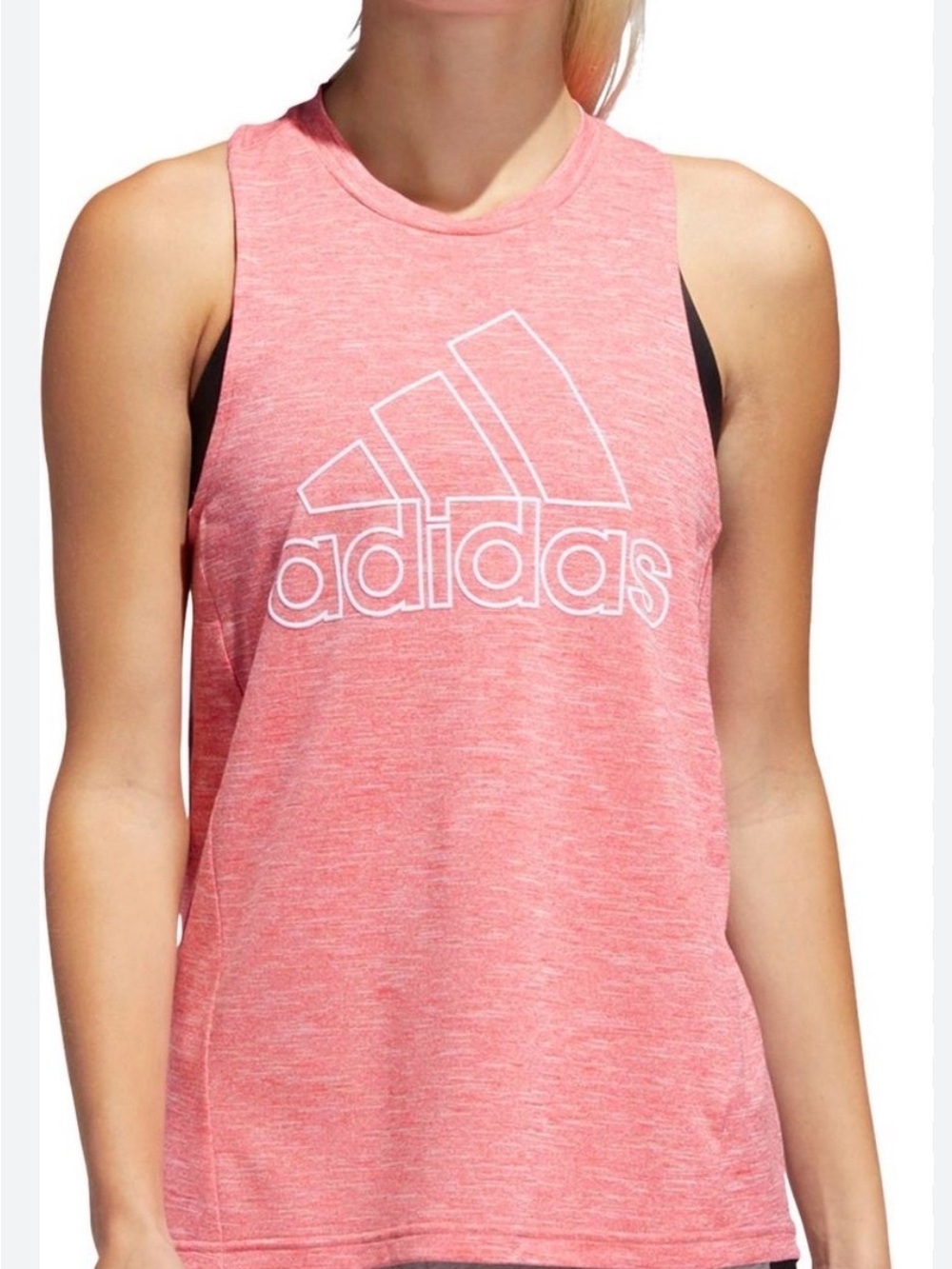 Adidas Street Prize Pink Heather Logo Muscle Tank